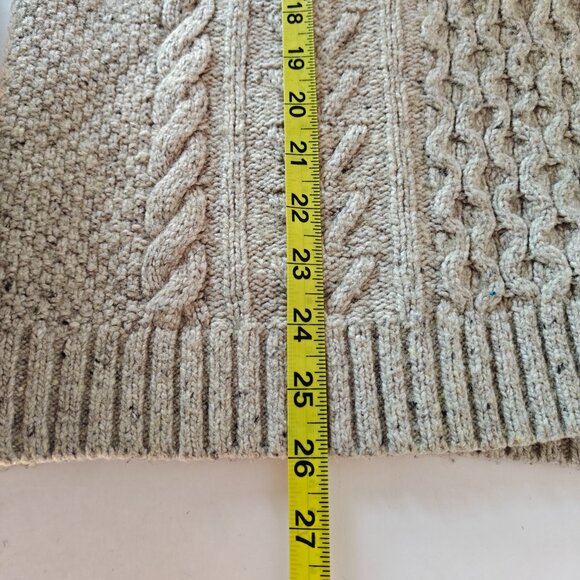 ABERCROMBIE & FITCH Hooded Cable-knit Wool-blend Sweater Oatmeal Preppy Size XL - Picture 9 of 10